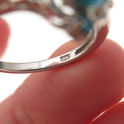 Chuck Clemency 925 Sterling Silver Real Turquoise & Apatite Ring Size 8
