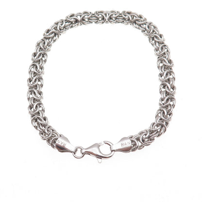 Han 925 Sterling Silver Vintage Italy Byzantine Link Bracelet 7.25"