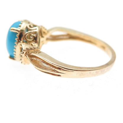 Chuck Clemency 925 Sterling Silver Gold Plated Real Turquoise Ring Size 8.25