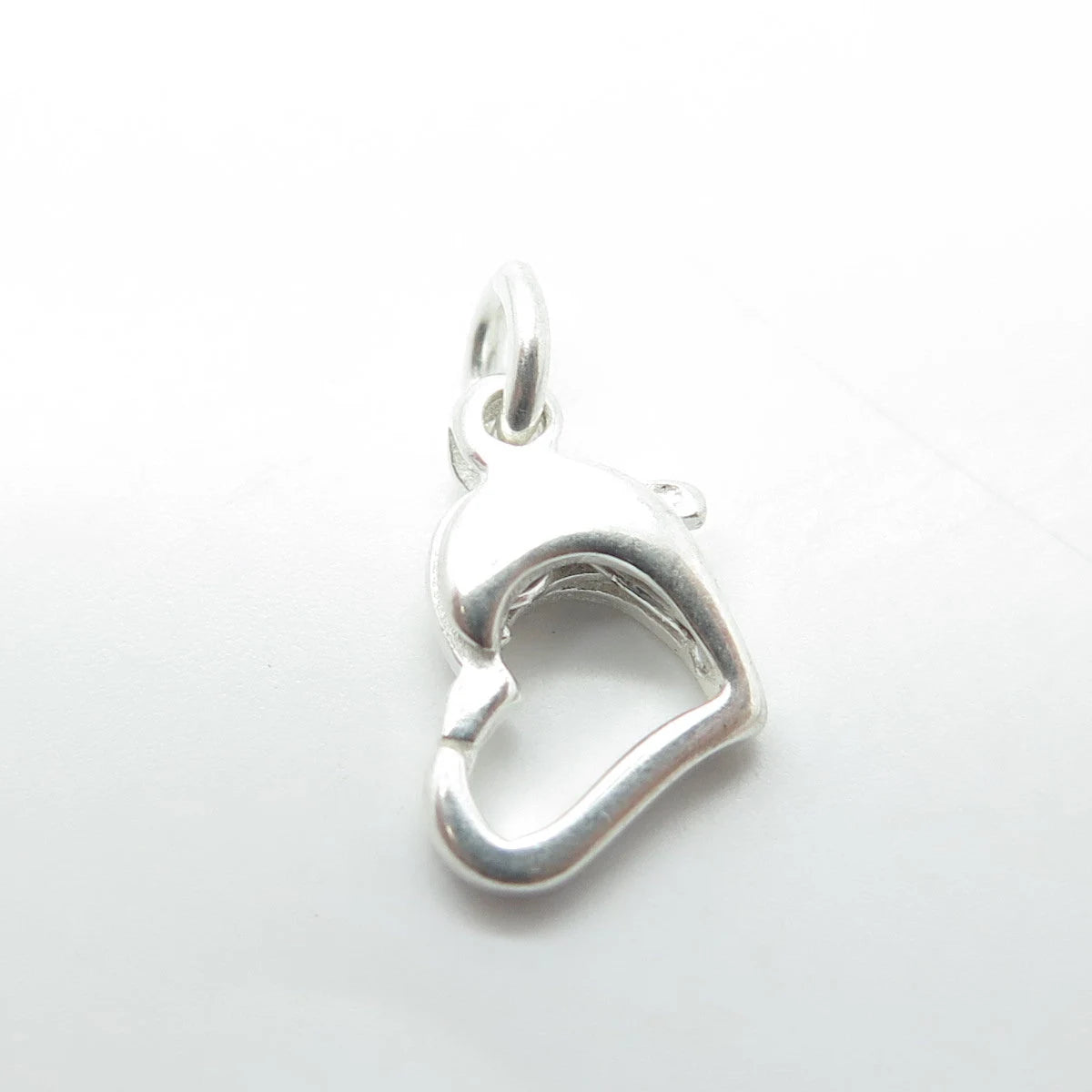 925 Sterling Silver Vintage Open Floating Heart Lobster Clasp / Charm Pendant