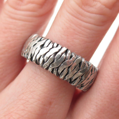 925 Sterling Silver Vintage BW Artisan European Modernist Band Ring Size 7.25