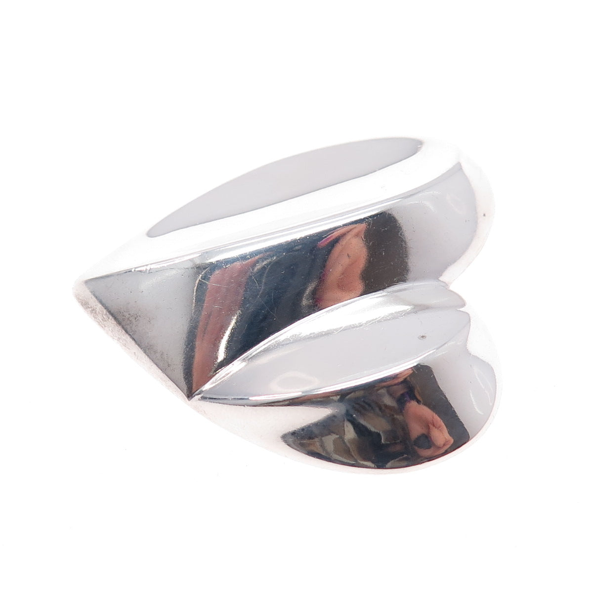 BAYANIHAN 925 Sterling Silver Vintage Modernist Puffy Heart Pin Brooch