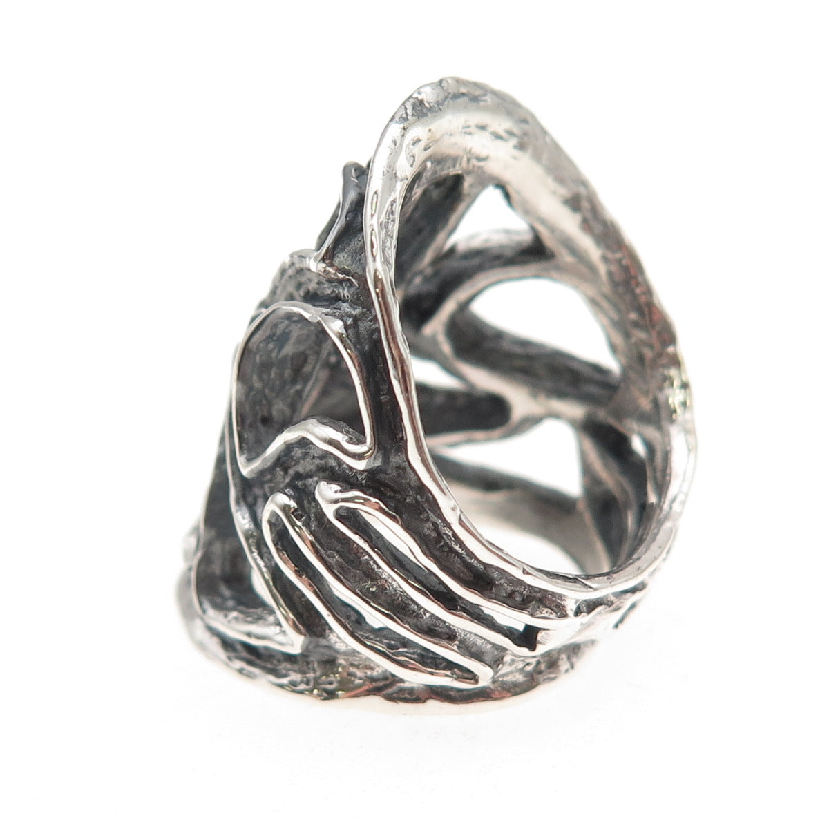 925 Sterling Silver Vintage Modernist Oxidized Ring Size 5.25