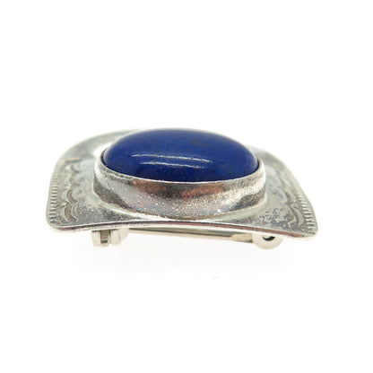 BEN J CHAVEZ NAVAJO Old Pawn 925 Sterling Silver Southwestern Lapis Pin Brooch