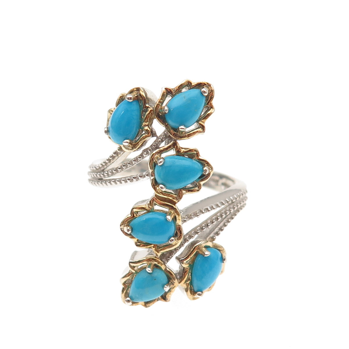 Chuck Clemency Sterling Silver 2-Tone Real Sleeping Beauty Turquoise Ring Size 8