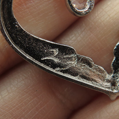 BGE BRADFORD 925 Sterling Silver Pear-Cut Shaped C Z Angel Wings Heart Pendant