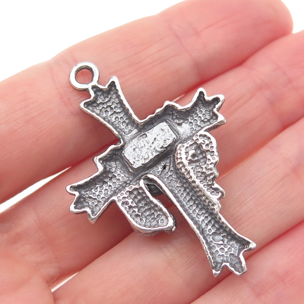 925 Sterling Silver Vintage Crucifix Cross Oxidized Pendant