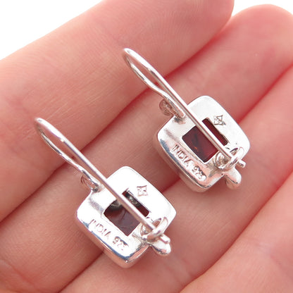 925 Sterling Silver Vintage Real Amber Modernist Earrings