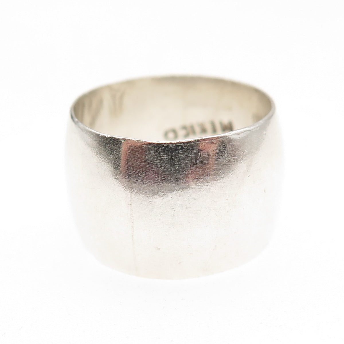 925 Sterling Silver Vintage Mexico Oxidized Wide Band Ring Size 7.5