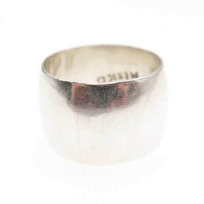 925 Sterling Silver Vintage Mexico Oxidized Wide Band Ring Size 7.5