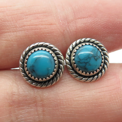 PACIFIC JEWELRY Old Pawn Sterling Silver Southwestern Turquoise Stud Earrings