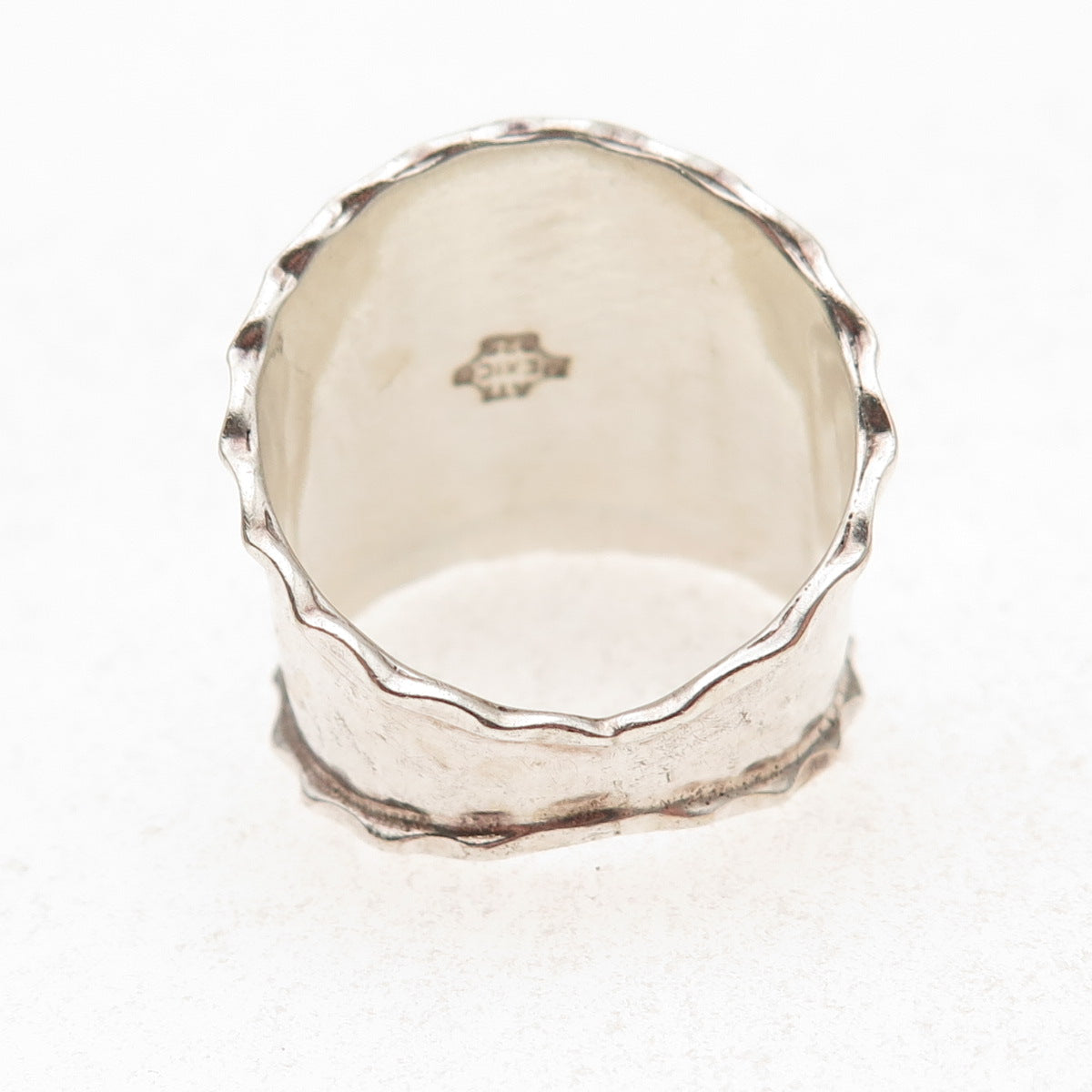 Annika Witt 925 Sterling Silver Vintage Mexico Modernist Hammered Ring Size 10.5