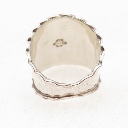 Annika Witt 925 Sterling Silver Vintage Mexico Modernist Hammered Ring Size 10.5