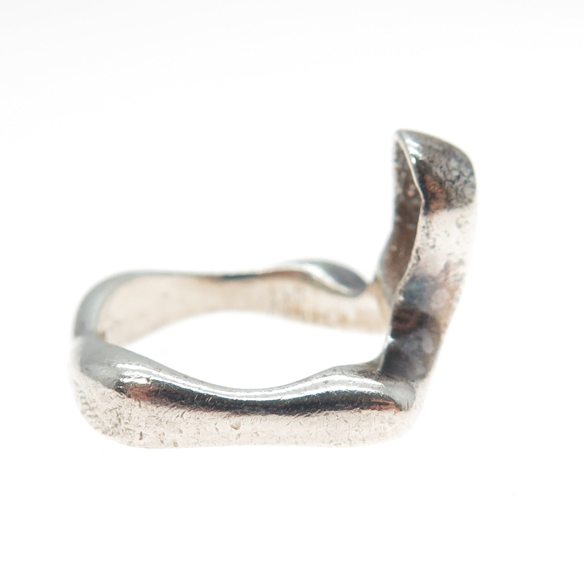 925 Sterling Silver Vintage Enamel Modernist Oxidized Ring Size 6