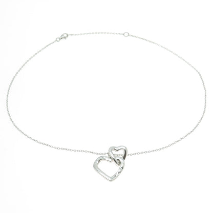 925 Sterling Silver Real Round-Cut Diamond Loving Heart Chain Necklace 16-18"