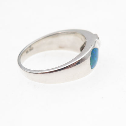 Opex 925 Sterling Silver Real Opal & Round-Cut C Z Ring Size 8