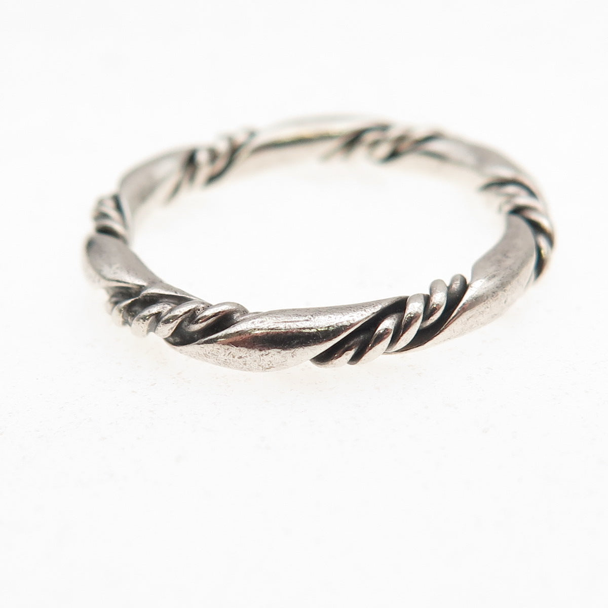 925 Sterling Silver Vintage Twisted Oxidized Band Ring Size 7.25