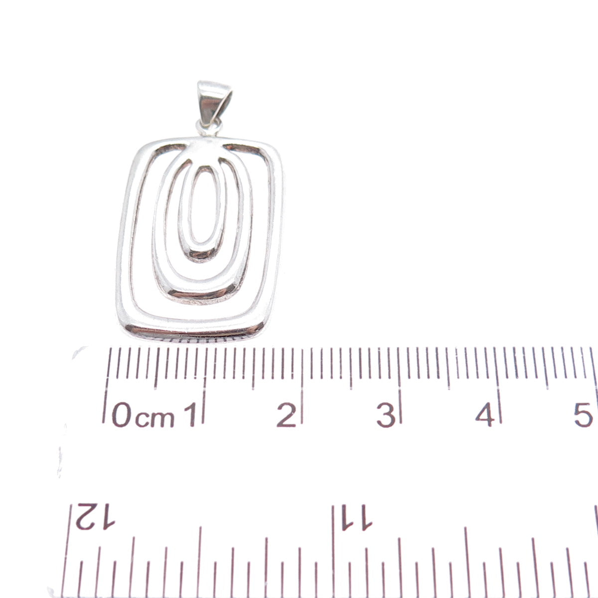 925 Sterling Silver Vintage Modernist Multi-Circle Charm Pendant