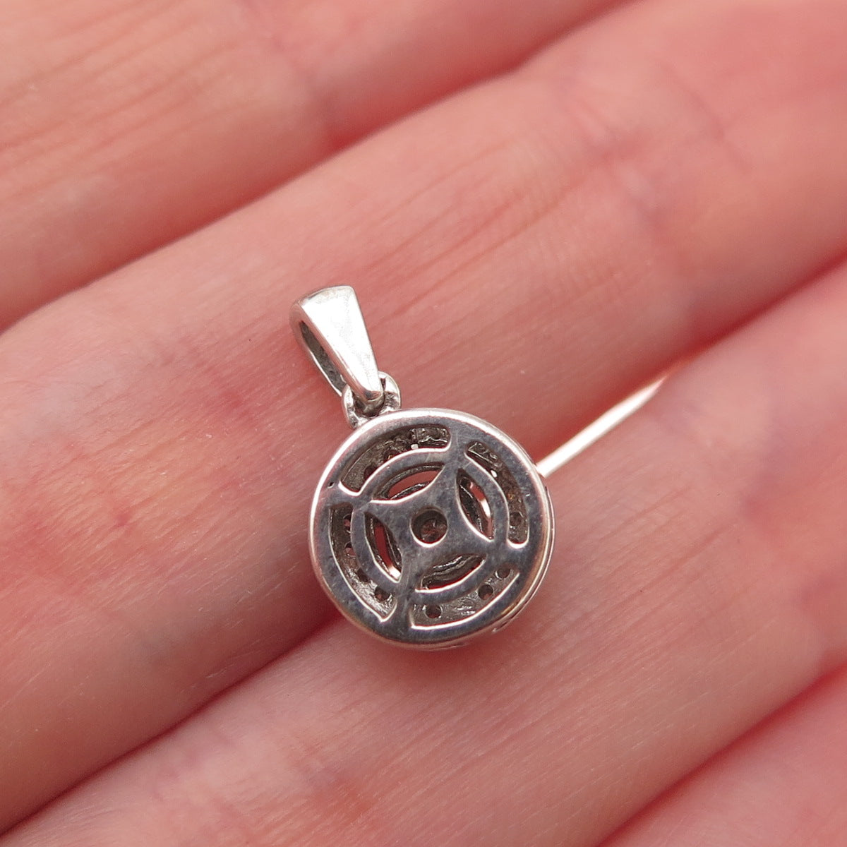 925 Sterling Silver Real Round-Cut Diamond Charm Pendant
