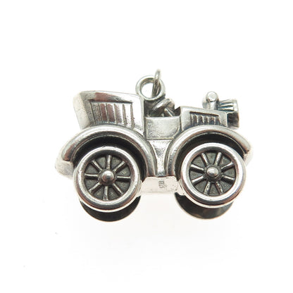 925 Sterling Silver Vintage Retro Car 3D Pendant