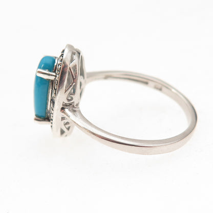 Chuck Clemency 925 Sterling Silver Real Blue Diamond & Turquoise Ring Size 8.75