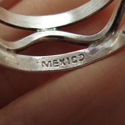 925 Sterling Silver Vintage Mexico Modernist Zig Zag Band Ring Size 8.25
