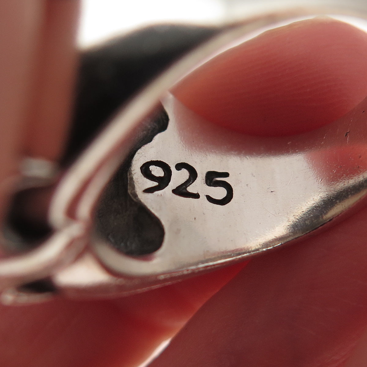925 Sterling Silver Vintage Real Calcite Fleur de Lis Oxidized Ring Size 7