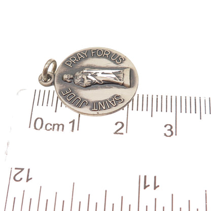 925 Sterling Silver Vintage Saint Jude Thaddeus Oxidized Charm Pendant
