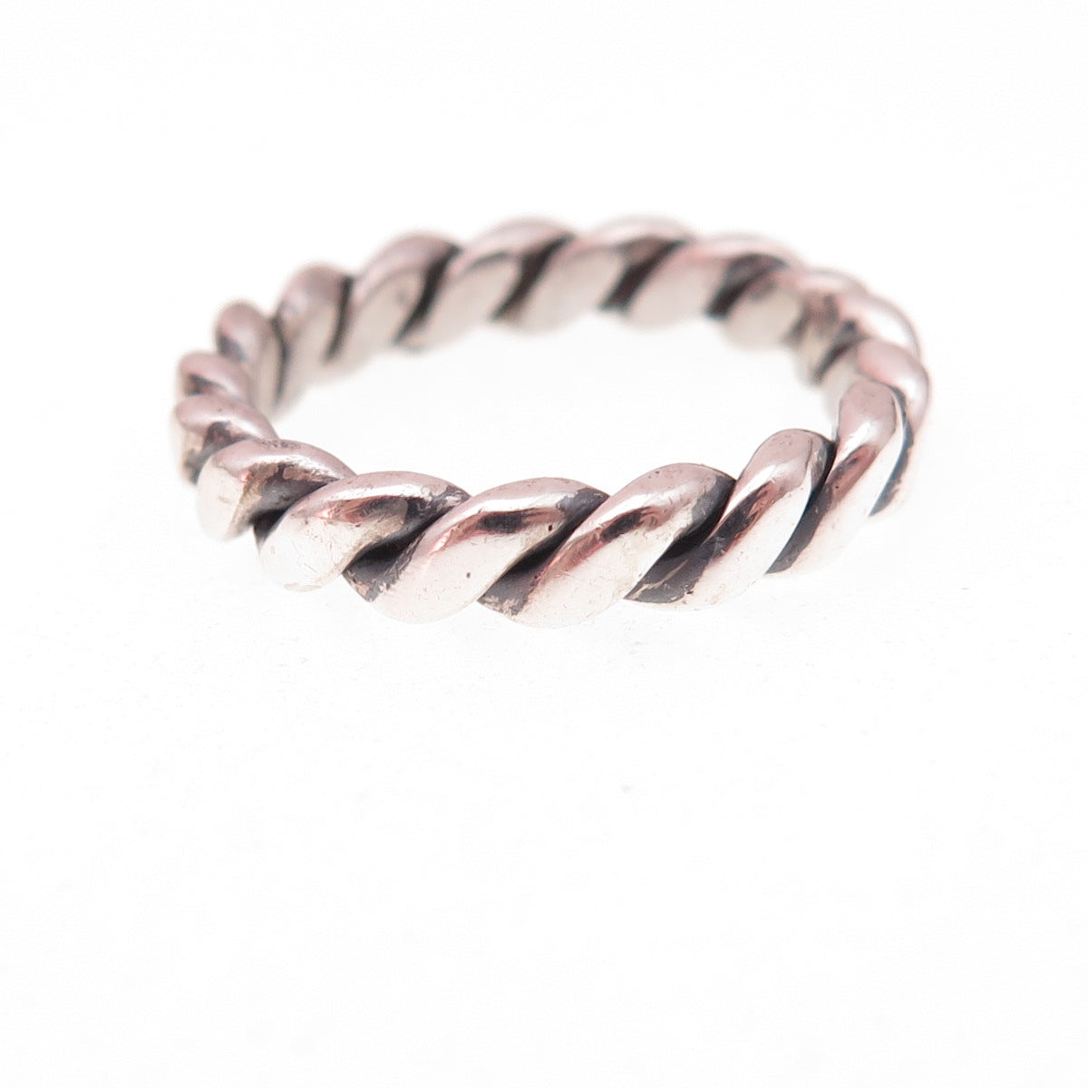 925 Sterling Silver Vintage Twisted Oxidized Band Ring Size 7.5