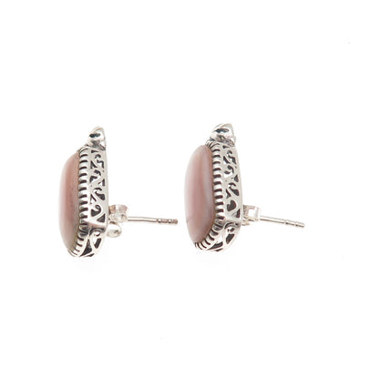 SX Sally C 925 Sterling Silver Vintage Real MOP Modernist Bow Earrings