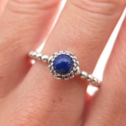 Pandora 925 Sterling Silver Real Lapis September Birthstone Ring Size 9