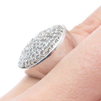 925 Sterling Silver Round-Cut Shaped C Z Sparkle Domed Ring Size 7