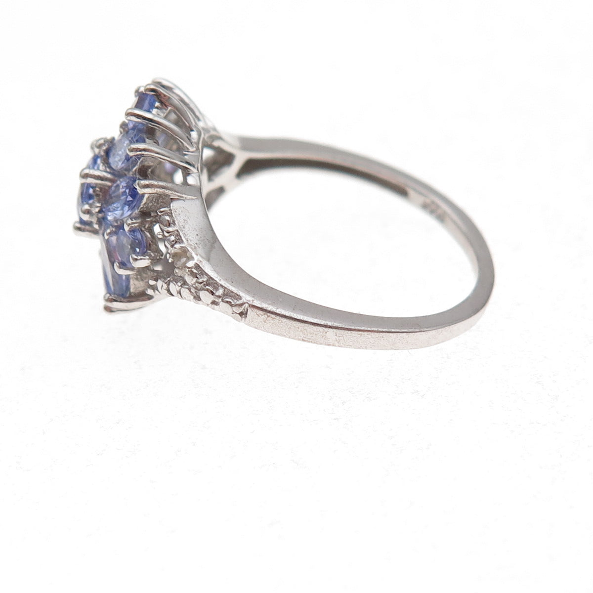 Chuck Clemency 925 Sterling Silver Real Diamond & Iolite Ring Size 6.75