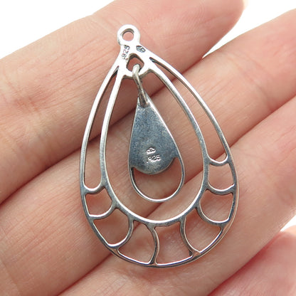 SILVER CLOUD Old Pawn Sterling Silver Vintage Turquoise Teardrop Tribal Pendant