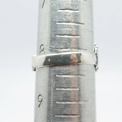 925 Sterling Silver Vintage Real Tiger Eye Gem Striped Ring Size 8.25