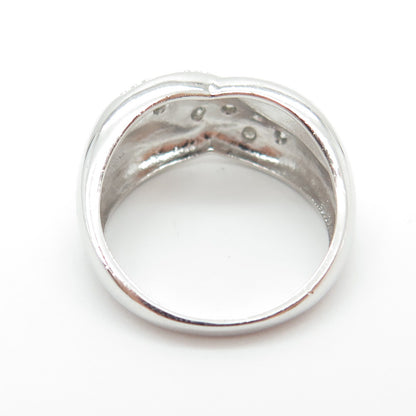 JS Joseph Schmid 925 Sterling Silver Real Diamond Crisscross Ring Size 7