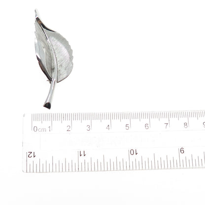 DANECRAFT 925 Sterling Silver Vintage Floral Leaf Oxidized Pin Brooch
