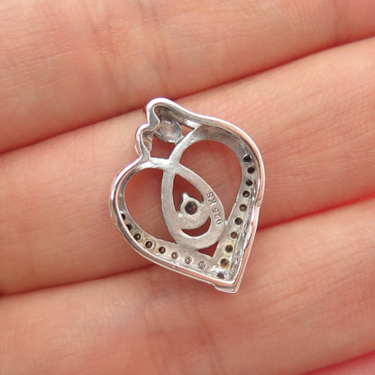 KENDRA SCOTT Sterling Silver Real Diamond Mom & Child Heart Mini Slide Pendant