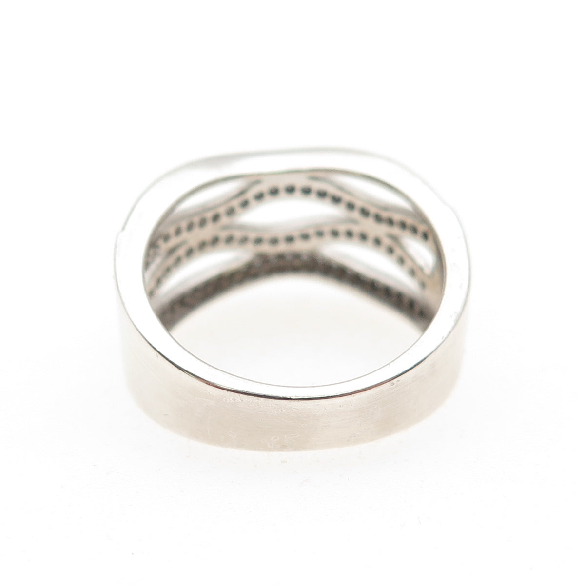 925 Sterling Silver Round-Cut C Z Crisscross Ring Size 7.25