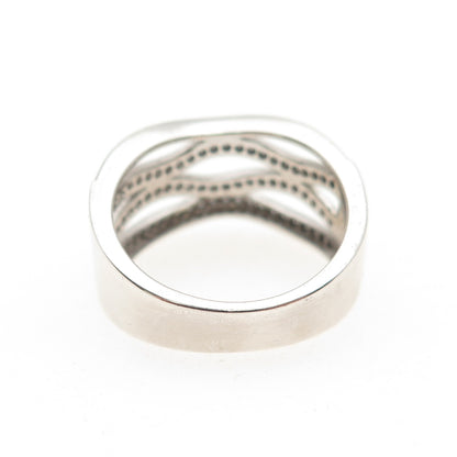 925 Sterling Silver Round-Cut C Z Crisscross Ring Size 7.25