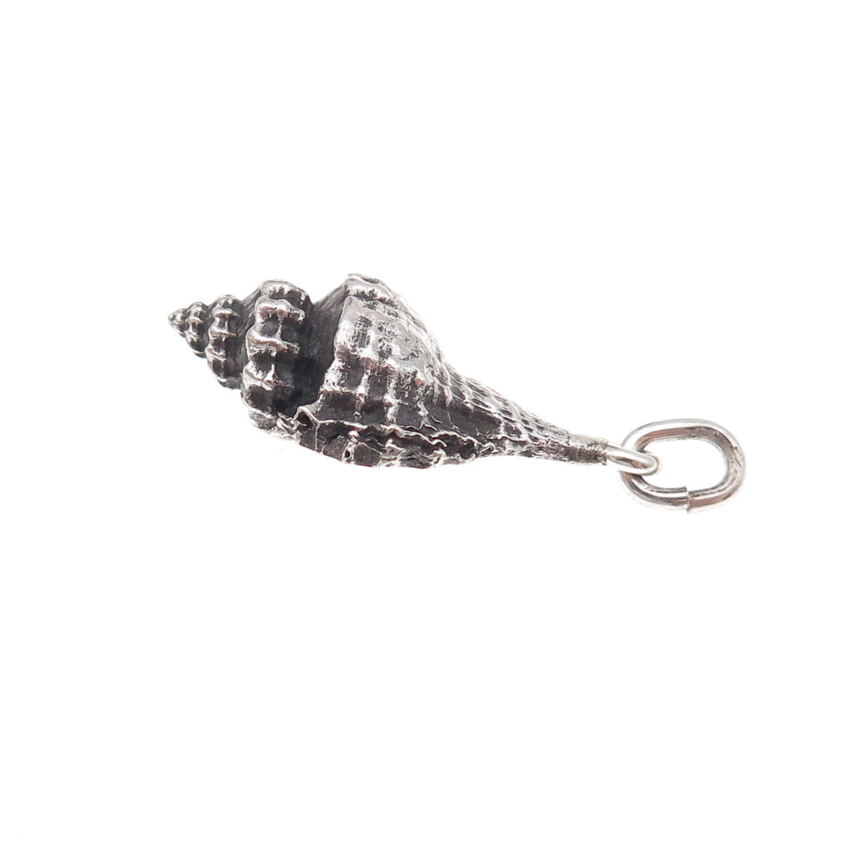 Parker 925 Sterling Silver Vintage Seashell Oxidized 3D Charm Pendant