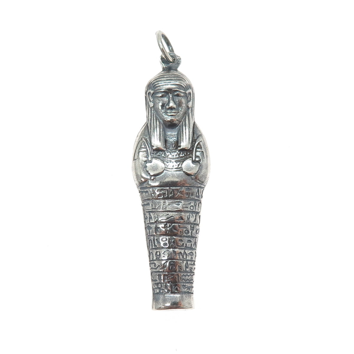 800 Silver Vintage Egyptian King Tutankhamun Oxidized 3D Pendant