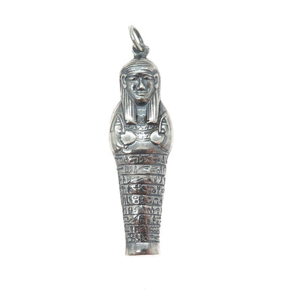 800 Silver Vintage Egyptian King Tutankhamun Oxidized 3D Pendant