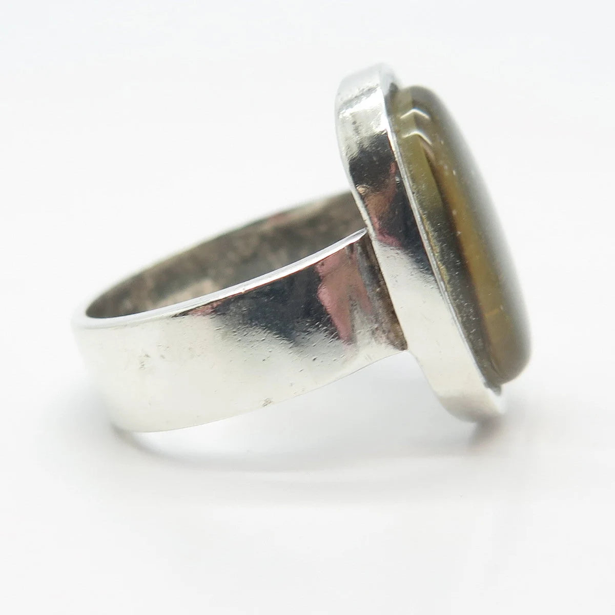 925 Sterling Silver Vintage Glass Oval Ring Size 6.25