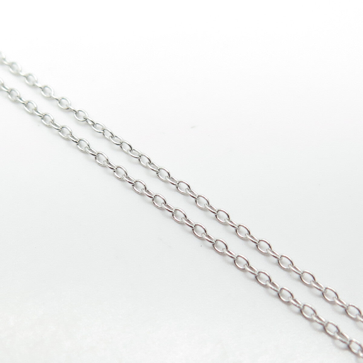 925 Sterling Silver White & Yellow C Z Pendant Rolo Chain Necklace 18'