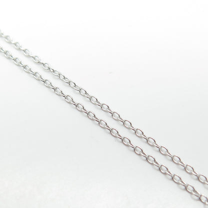 925 Sterling Silver White & Yellow C Z Pendant Rolo Chain Necklace 18'