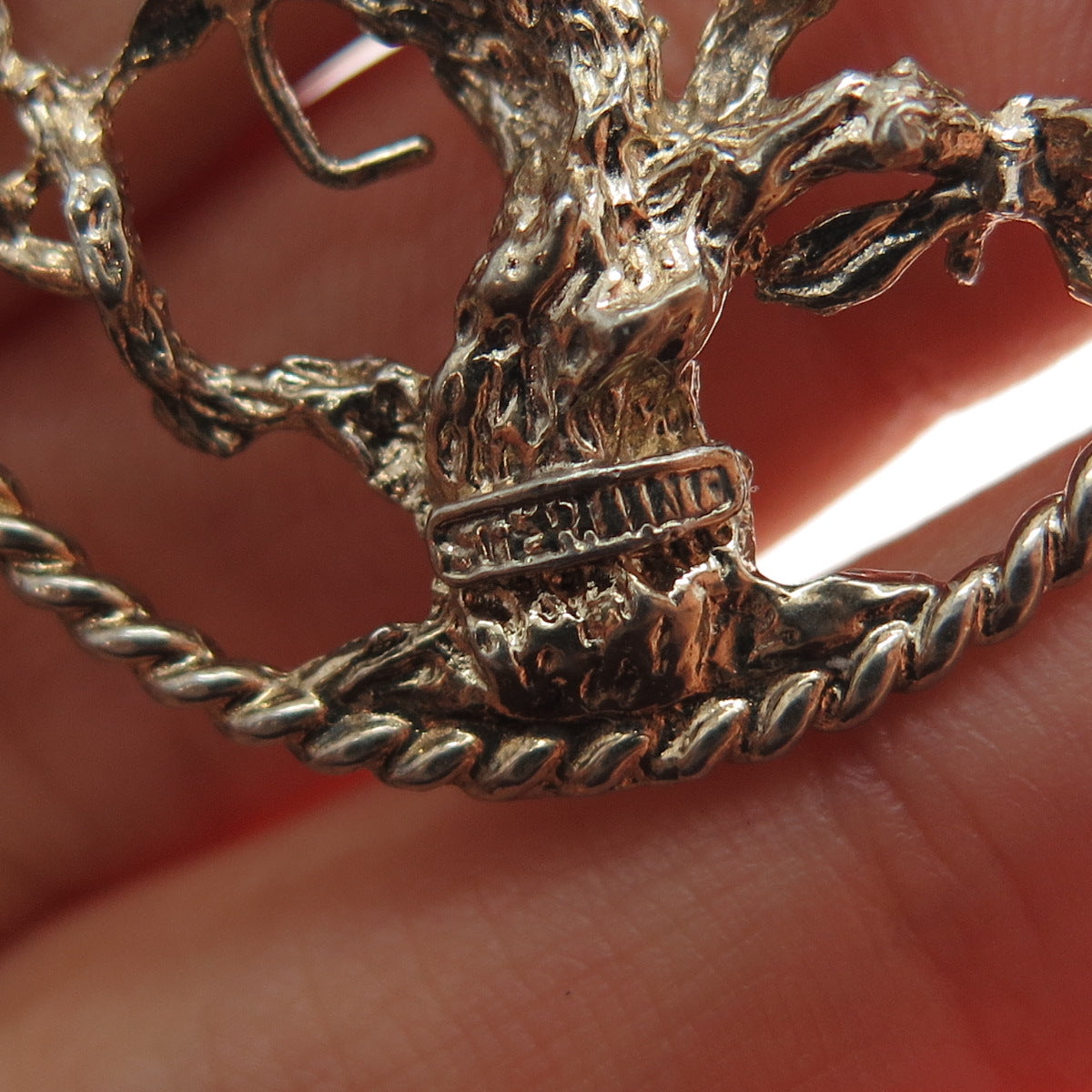 925 Sterling Silver Gold Plated Vintage Tree of Life Charm Pendant
