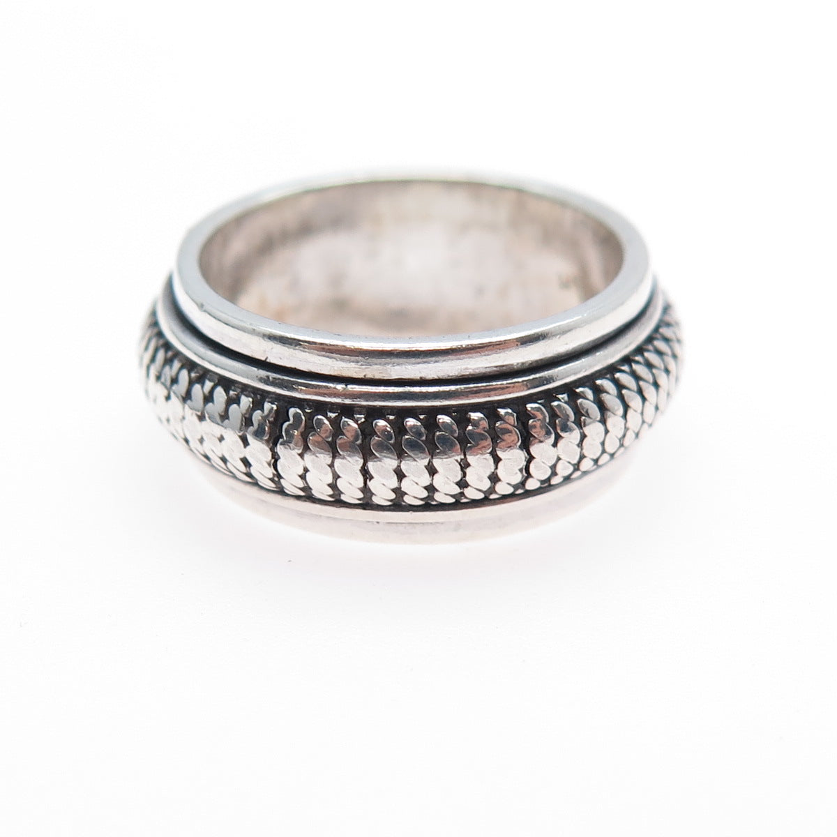 GeoArt 925 Sterling Silver Vintage Oxidized Rotating Band Ring Size 6