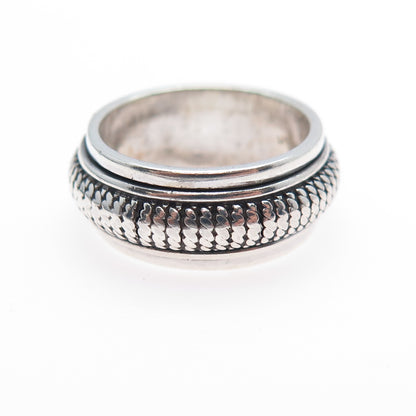 GeoArt 925 Sterling Silver Vintage Oxidized Rotating Band Ring Size 6