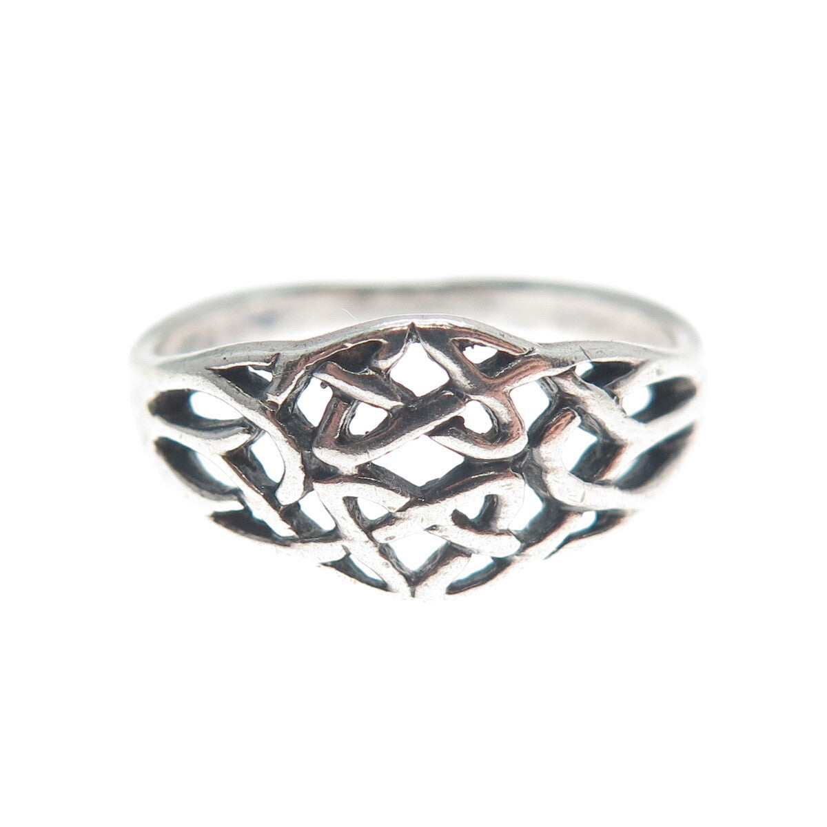 925 Sterling Silver Vintage Celtic Knot Oxidized Ring Size 7
